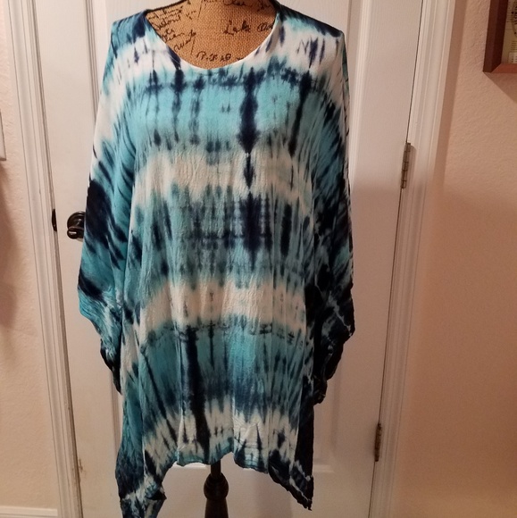 Tie dye long blouse multi shades of blue - Picture 1 of 2